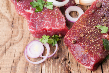 Raw beef steak