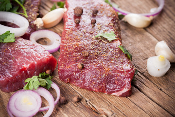 Raw beef steak