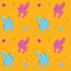 Unicorn Pegasus seamless pattern