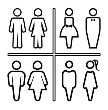 Restroom outline silhouettes icon set