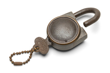 Open Old Antique Lock and Key 