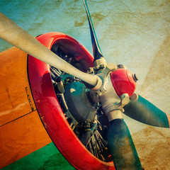 Obraz premium Engine of an old airplane