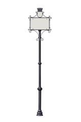 Altes Straßenschild freigestellt auf weißem Hintergrund, blanko