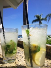 Two mojito drinks in the tropics