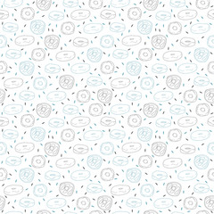 Hand drawn seamless pattern with cute donuts