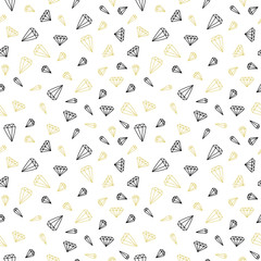 Hand drawn seamless pattern with diamonds