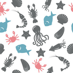 Seafood seamless pattern