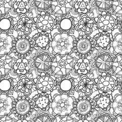 Seamless lace floral pattern on white background