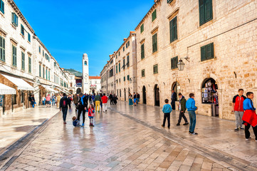 Naklejka premium Tourists visit Old Town Dubrovnik, UNESCO's World Heritage Site