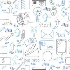 Seamless pattern with business icons