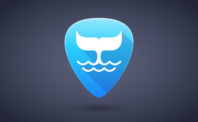 Blue guitar pick icon with a whale tail