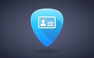 Blue guitar pick icon with an id card