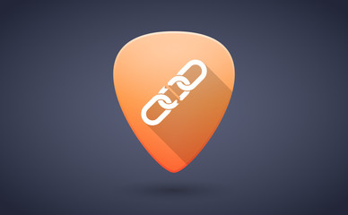 Orange guitar pick icon with a chain