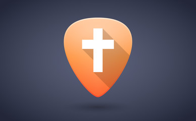 Fototapeta premium Orange guitar pick icon with a cross