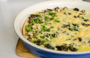 pie with cspinach and mushrooms