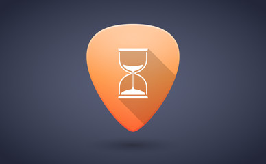 Orange guitar pick icon with a sand clock