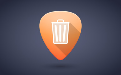 Orange guitar pick icon with a trash can