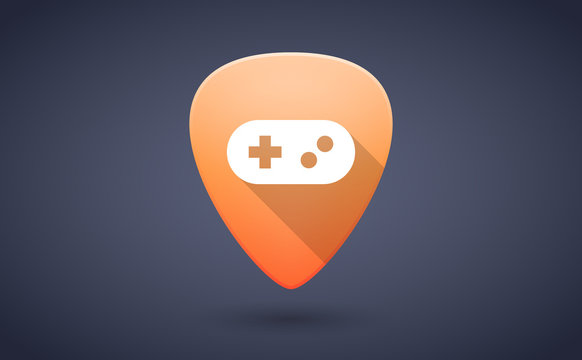 Orange Guitar Pick Icon With A Game Pad