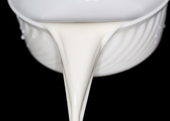 milk on a black background