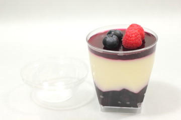  dessert glass cup with fruits and chocolate mousse