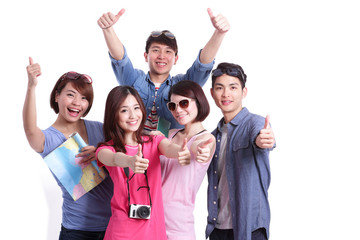 Happy group travel people