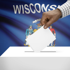 Ballot box with US state flag on background series - Wisconsin