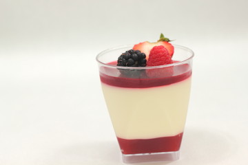  dessert glass cup with fruits and chocolate mousse