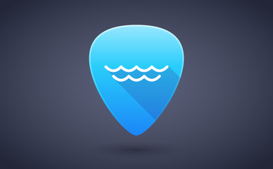 Blue guitar pick icon with a water sign