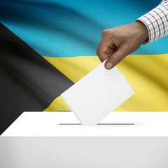 Fototapeta premium Ballot box with national flag on background series - Bahamas