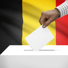 Fototapeta premium Ballot box with national flag on background series - Belgium