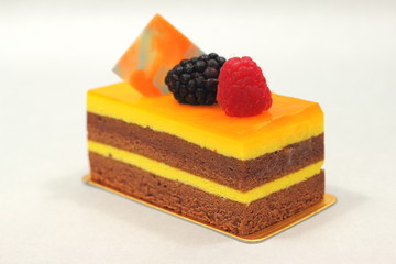  orange chocolate cake  on white background