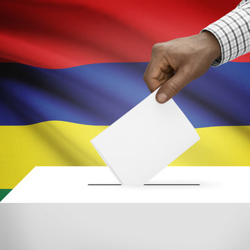Ballot box with national flag on background series - Mauritius
