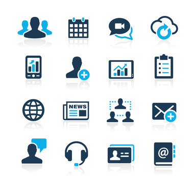 Icons set for Business technology network Azure Series