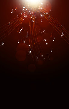Music Notes Red Bright Background