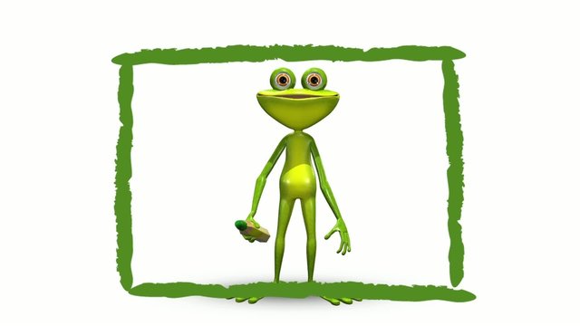 Animation frog draws green frame
