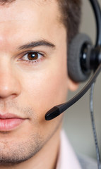 Confident Customer Service Representative Wearing Headset