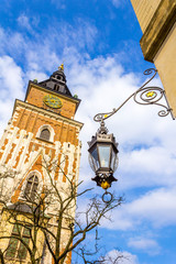 Fototapeta na wymiar Old Town Hall at Main Market Square Krakow, Poland, Europe