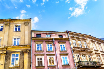Fototapeta na wymiar The old, historical tenement flats in Krakow, Poland