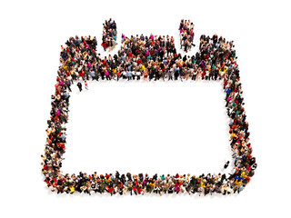 Save the date, Large group of people in the shape of a calendar