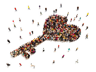 People finding the key to love or marriage concept