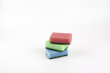 Different colored cleaning sponges
