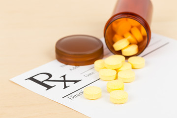 Medicine on blank prescription form