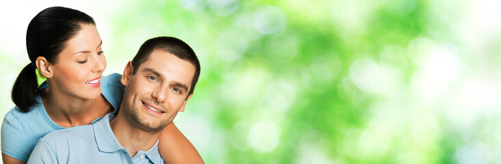 Young happy smiling couple, outdoor