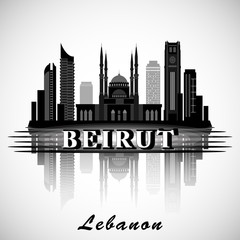 Naklejka premium Modern Beirut City Skyline Design. Lebanon