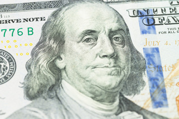 Obraz na płótnie Canvas Benjamin Franklin on 100 dollar banknote