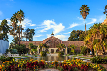 Balboa park Botanical building and pond San Diego, California