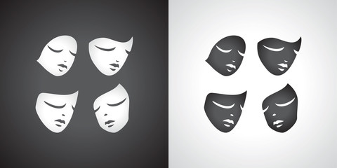 theatrical mask set. Comedy tragediya.Yin and Yang.
