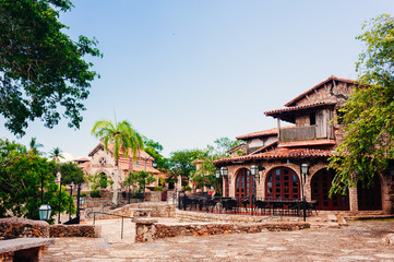 Fototapeta premium Road in park. Ancient village Altos de Chavon - Colonial town