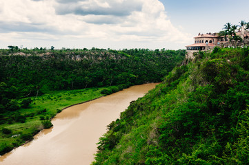 Fototapeta na wymiar Tropical river Chavon in Dominican Republic. Casa de Campo, La