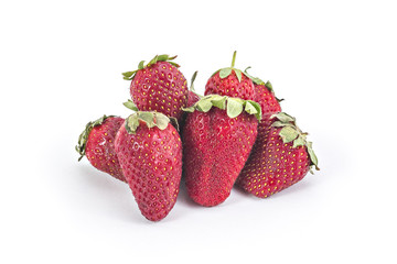 Fresh red ripe organic strawberries isolated on white background